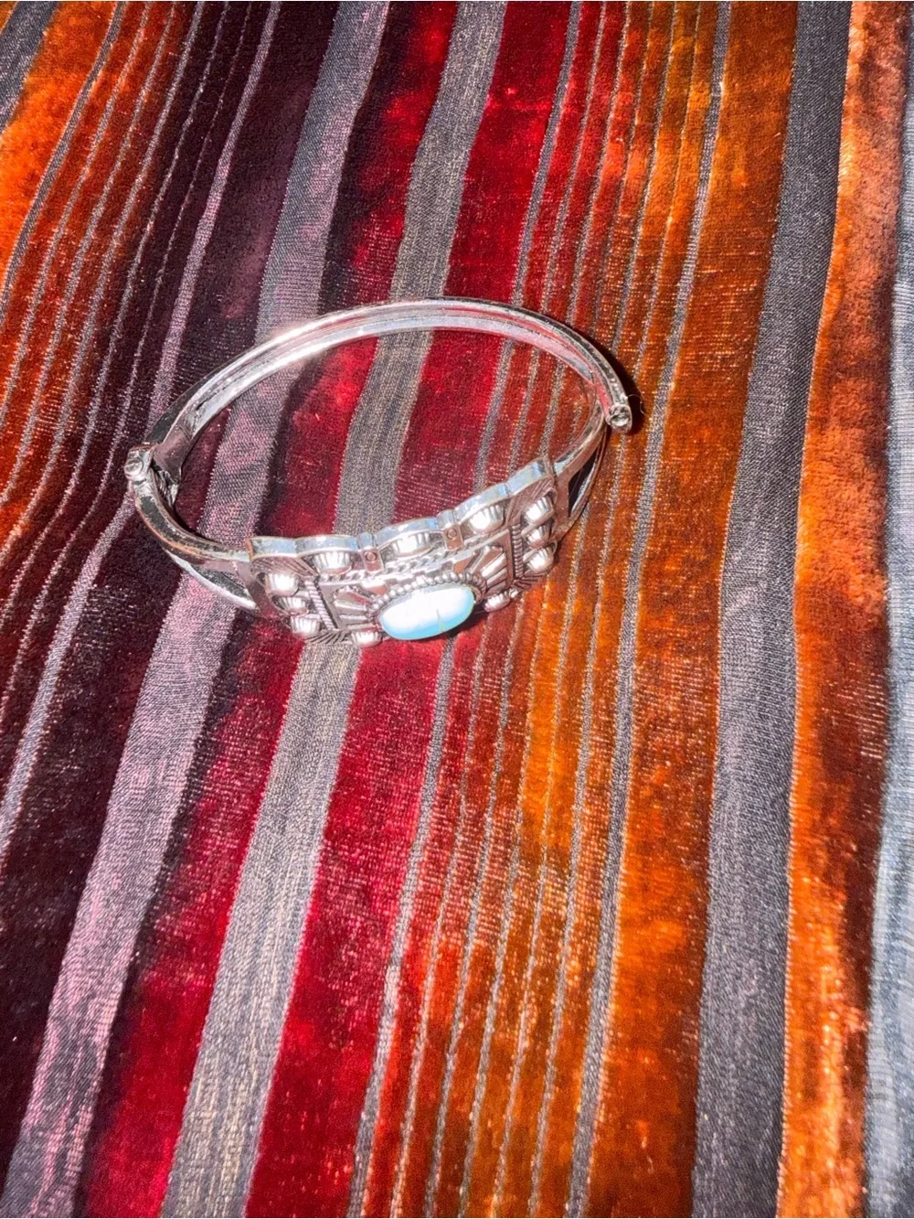 Silver Cuff Bracelet with Turquoise Stone